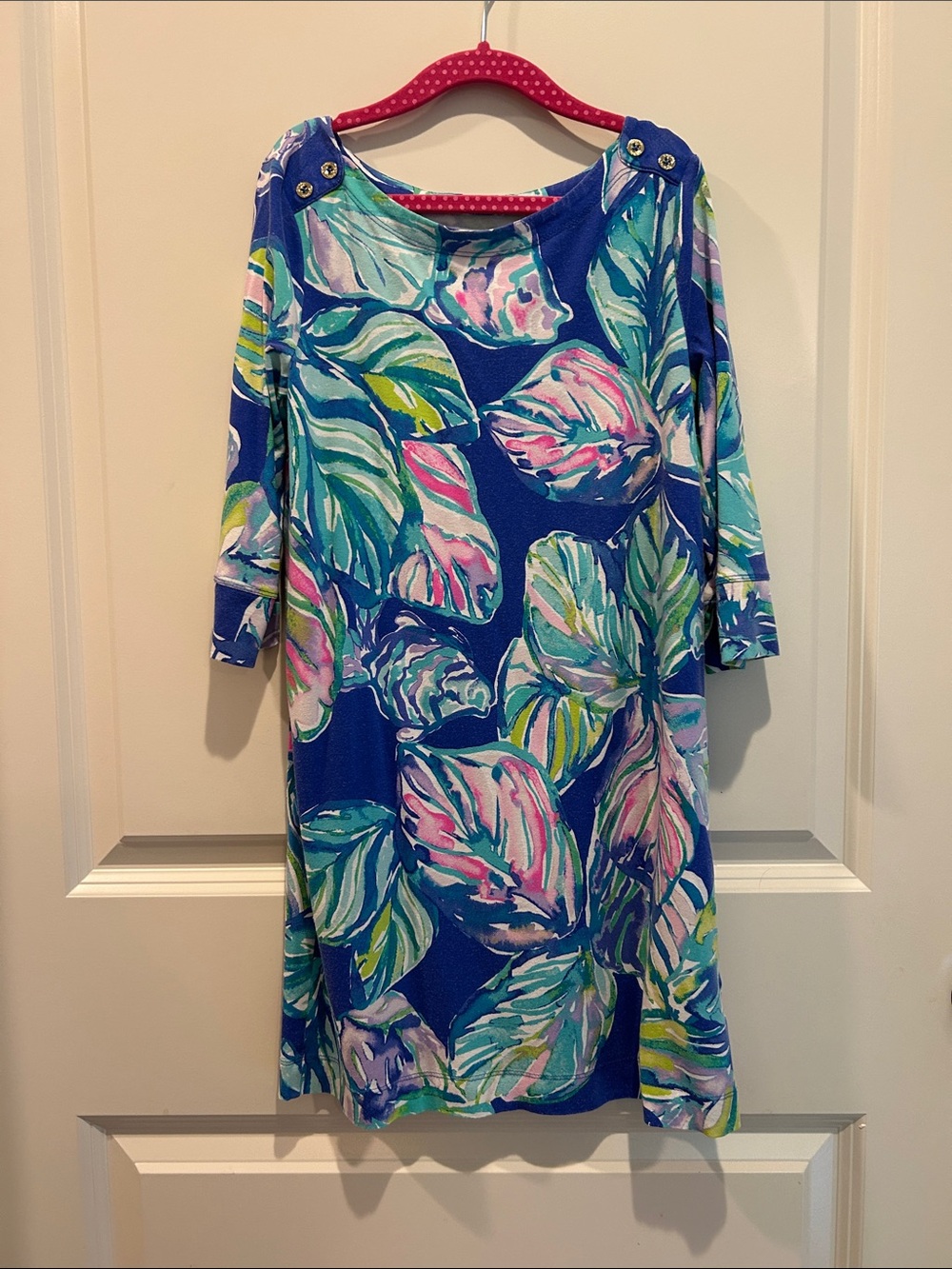 Lilly Pulitzer Girls blue print shift dress, size L (8-10)